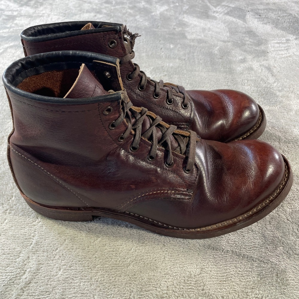 Red Wing Blacksmith Boots Mens 9 Burgundy Leather Boho Union Made USA 4522